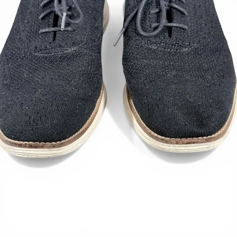⭐️Cole Haan Men's 11M Black Originalgrand Stitchlite Wingtip Textile Oxford